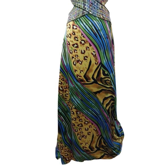 La Femme Vibrant Animal Print Maxi Dress - Picture 4 of 12
